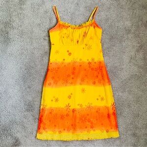 VINTAGE CALIFORNIA CONCEPTS TROPICAL ORANGE YELLOW OMBRÉ 90S Y2K MINI DRESS